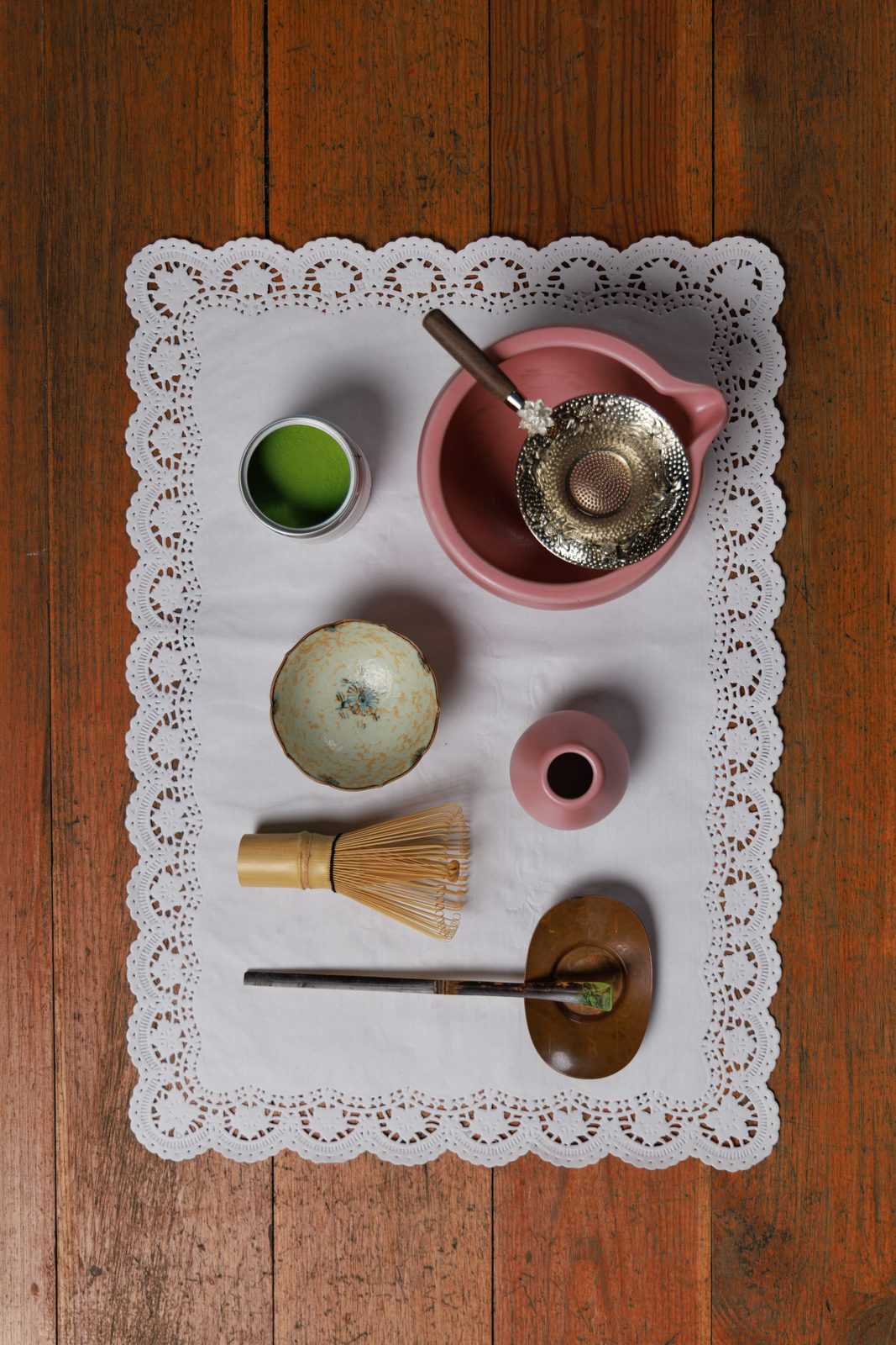 The matcha ceremony, laid out